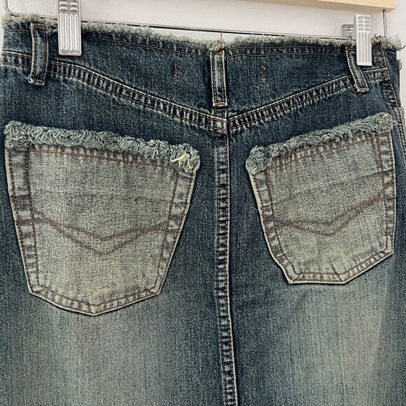 Vintage Junker Jeans Deconstructed Patchwork Denim Maxi Skirt Size Small - Picture 7 of 9